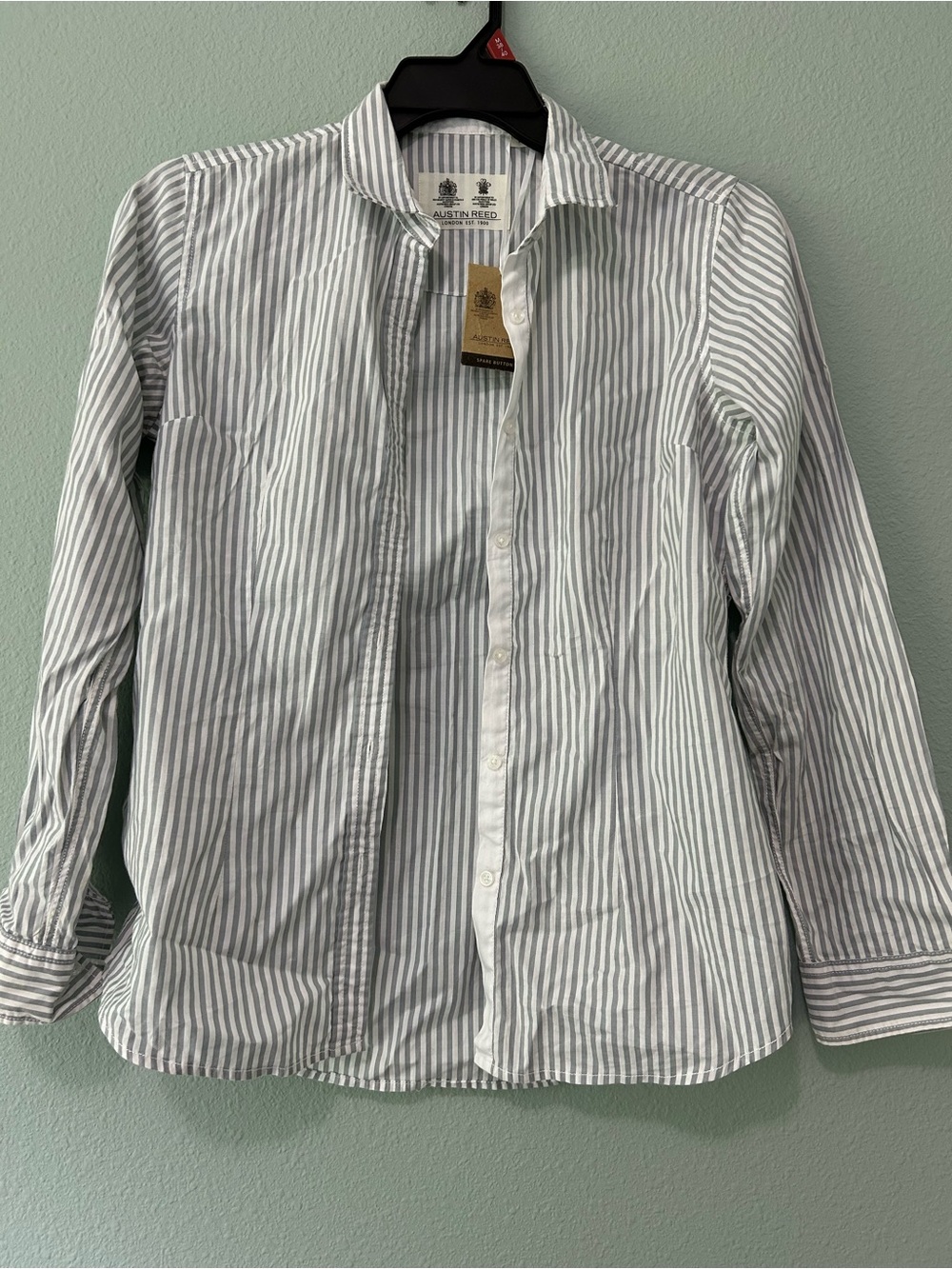 Austin Reed Grey and White Striped unisex Shirt